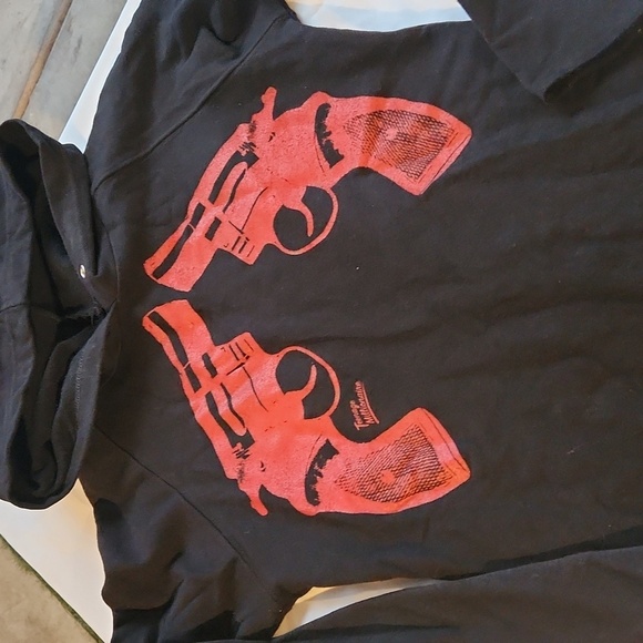 Black Hoodie Dress with Red Gun Print - Picture 2 of 4